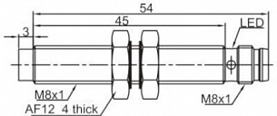 LANBAO LR08BN04DPOY-E1 индуктивный датчик M8 4мм PNP NO с разъемом M8