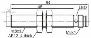 LANBAO LR08BN04DPOY-E1 индуктивный датчик M8 4мм PNP NO с разъемом M8