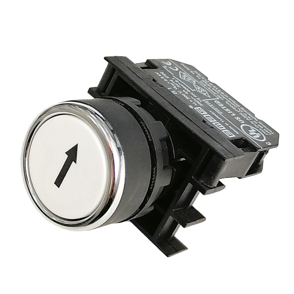 Кнопка (1НО), белый цвет, с маркировкой, серия B (250В AC, 4А), IP50