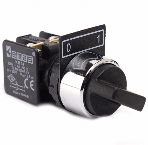 Кнопка тумблер (1НО), серия KB (240В AC, 4А), IP65 KB34S2