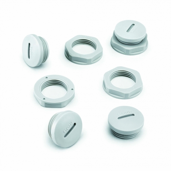 ЗАГЛУШКА M16 с ГАЙКОЙ пластиковая ЦВЕТ СЕРЫЙ