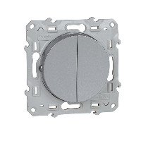 ODACE ПЕРЕКЛЮЧАТЕЛЬ 2-клавишный, 10 АХ, 250 В, сх. 6+6, АЛЮМИНИЙ