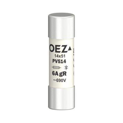 Плавкая вставка PV514 6A gR Un 690 V a.c./700 V d.c., размер 14x51, gR - характеристика для защиты полупроводников, без Cd/Pb