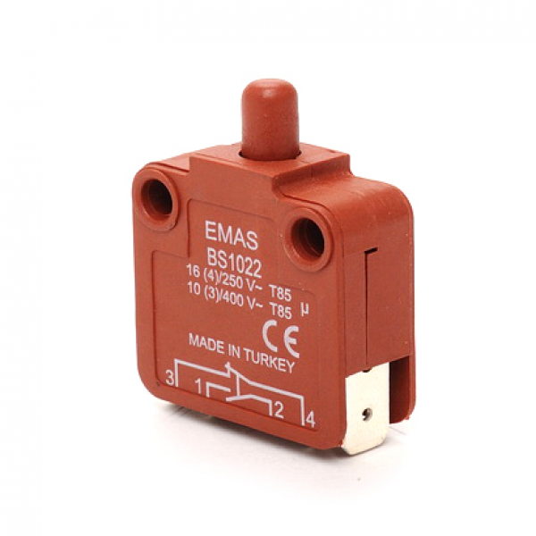 Мини-выключатель, привод пластиковый плунжер (1НО + 1НЗ, мгновенное действие), пластиковый корпус (250В AC, 16А), IP50 BS1022