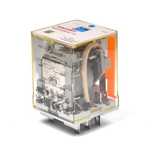 Реле REH3AO024LTS, 3NO, 16A(400VAC)/ 10A(220VDC), 24VDC, мех. индикация, тест-кнопка с блокировкой, LED, магнит