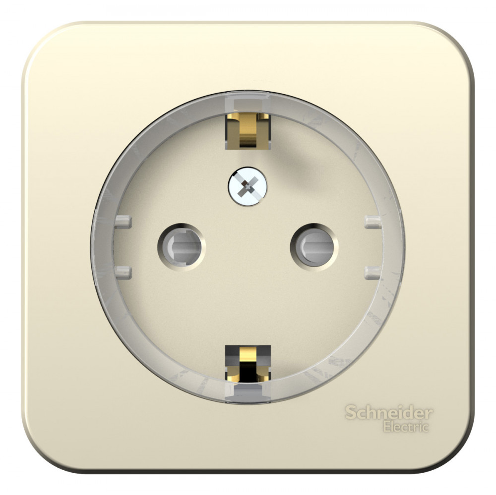 BLANCA О/У РОЗЕТКА с заземлением со шторками, (КОМПАКТ) ИЗОЛ.ПЛ., 16А, 250В, МОЛОЧНЫЙ