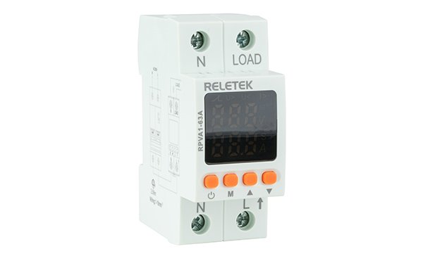 Реле контроля напряжения и тока RPVA1-63A, 1NO+N, 63A, 220VAC, Umin(80_210V)/Umax(220_300V), Imin/Imax(1_63A), 0_5s/0_600s, цифровой дисплей, 2M