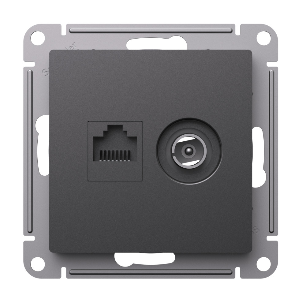 ATLASDESIGN РОЗЕТКА двойная ТВ + компьютерная RJ45 кат. 5e, механизм, БАЗАЛЬТ