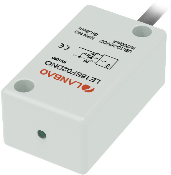 LANBAO LE16SN04DNC Индуктивный датчик 4 мм, прямоугольный, незаподлицо, 10…30 DC, NPN, NC, PBT, кабе