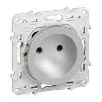 ODACE РОЗЕТКА без заземления, со шторками, винтовые зажимы, 16 А, АЛЮМИНИЙ
