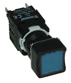 Кнопка нажимная, возвратная, квадратная, синяя (1НО)