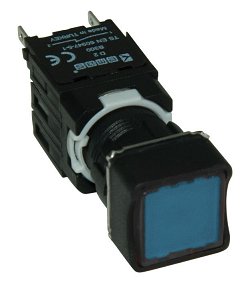 Кнопка нажимная, возвратная, квадратная, синяя (1НО)