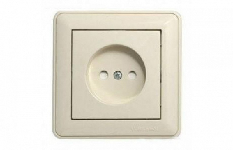 W59 РОЗЕТКА с заземлением со шторками, 16А, в сборе, СЛОНОВАЯ КОСТЬ