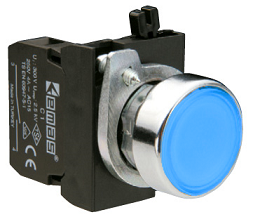 Кнопка (1НО+1НО), синий цвет, серия CM (250В AC, 4А), IP65