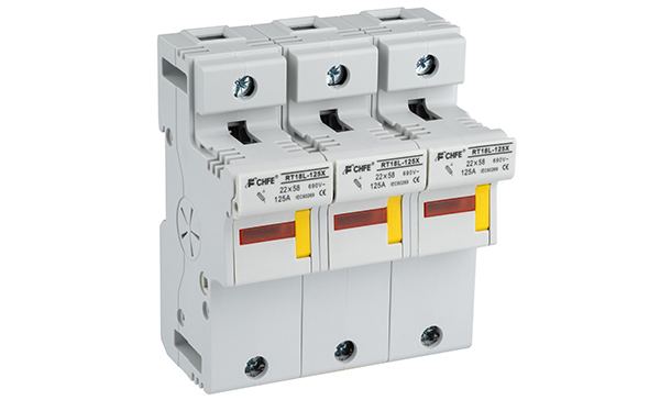 Держатель вставок плавких цилиндр., 3P, 125A, 690VAC, 22x58mm, LED, 6M