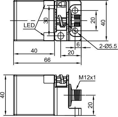 LANBAO LE40SZSN15LI4M-E2 Индуктивный датчик 15 мм, прямоугольный, незаподлицо, 15…30 DC, 4…20 mA, PB