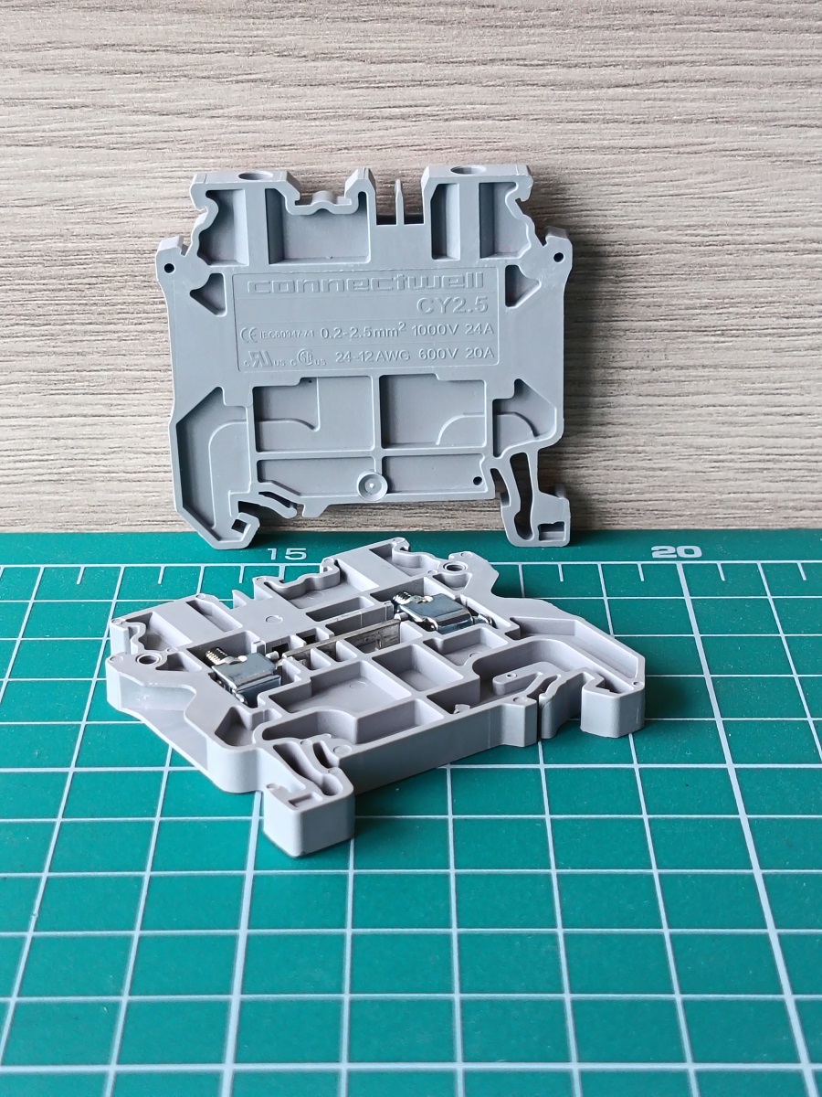 Клемма проходная CY2.5 /5x50mm, винтовая, 2 присоед., 2,5(max 4)mm2, 24A, 1000V, серая