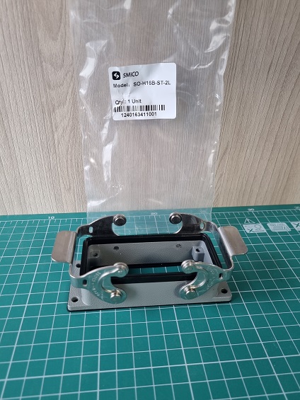 Корпус разъема, размер H16B, приборный, с фиксатором, металл, IP65, RAL 7037