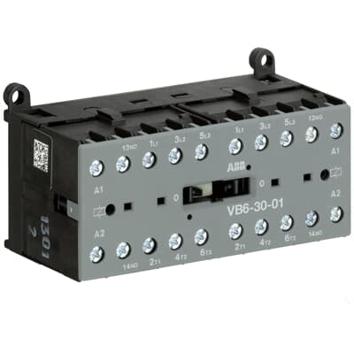 Мини-контактор реверсивный VB6-30-01-80 220...240VAC, 3NO 9A(20A-AC1) 4kW, всп.контакт 1NC (4A-AC15)