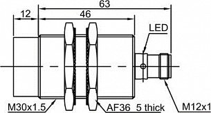 LANBAO LR30XBN15DPOW1-E2 индуктивный датчик M30 PNP NO Sn=15мм разъем M12, -40...+70С