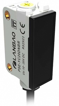 LANBAO PSE-YC5DNOR Датчик диффузного отражения с подавлением заднего фона 0.2...5 см, красный светодиод, NPN, NO, ?2V, PC+ABS, прямоугольный, кабель 2 м, IP67