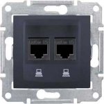 SEDNA РОЗЕТКА КОМПЬЮТЕРНАЯ RJ45, двойная, кат. 5е, экр. STP, ГРАФИТ