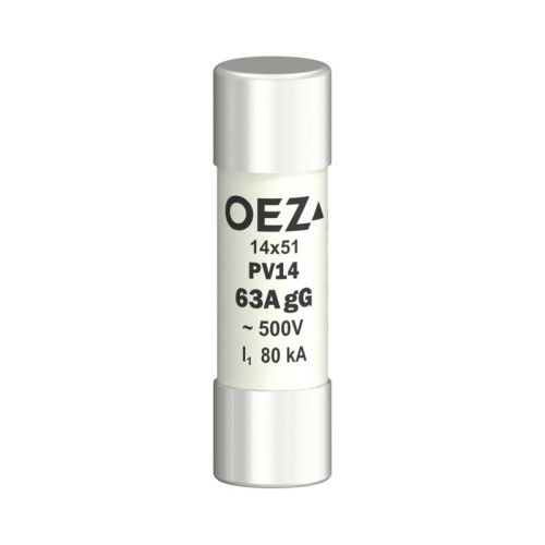 Плавкая вставка PV14 63A gG Un 500 V a.c./250 V d.c., размер 14?51, gG - характеристика для общего применения, без Cd/Pb