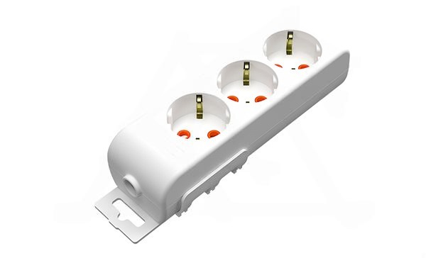 Ri-tech - Колодка розеточная 3x2P+E, со шторками, белый