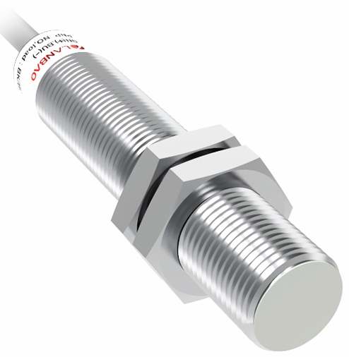 LANBAO LR12XCF02DPOG Индуктивный датчик 2 мм, цилиндрический, заподлицо, 10…30 DC, PNP, NO, никелированная латунь, кабельPVC 2 м, IP67