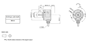 LANBAO ENI38S6-6E2000HD-T5 Инкрементальный энкодер размер 38, 8-30 DC, кабель 5м, HTL, 2000имп/об, Вал 6, -20, +90, IP65