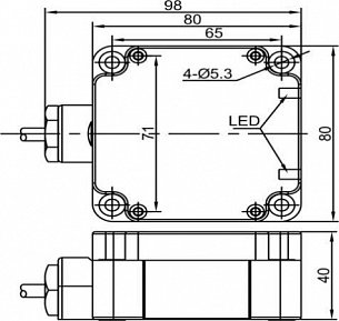 LANBAO LE80XZSN70DPOY-D Индуктивный датчик прямоугольный, незаподлицо, 10…30 DC, PNP, NO, PBT, клеммы, IP67