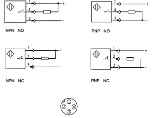 LANBAO LR18XBF08DPOA-E2 индуктивный датчик M18 Sn=8мм PNP NO PTFE разъем M12