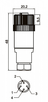 LANBAO QE12-N4F 1001 прямой разъем M12 4pin с кольцом из нерж. стали