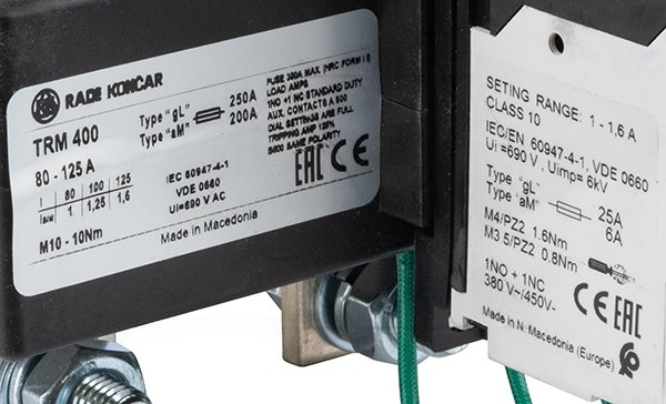 Реле тепловой перегрузки TRM 400-130A, It=80_125A, 1NO+1NC, CLASS 10A, с трансформаторами тока, отдельный монтаж
