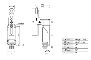 LANBAO LSAR-8108 концевой выключатель NO/NC регулируемый роликовый рычаг