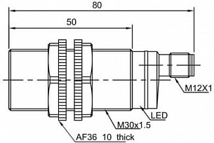 LANBAO PR30S-DM5DPR-E2 оптический датчик M30 PNP NO/NC Sn=5 м (R-тип) разъем M12
