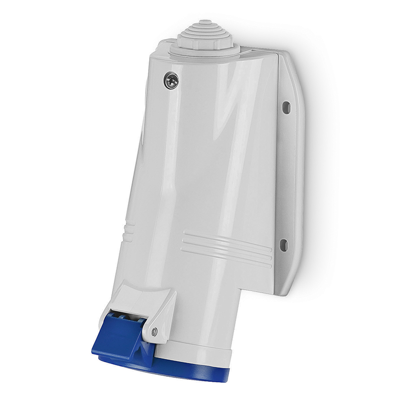 Разъем пром. силовой CEE настенный угловой, гнездо, 32A, 2P+E 6h, 200_250VAC 50/60Hz, IP44, серия OPTIMA-BASE