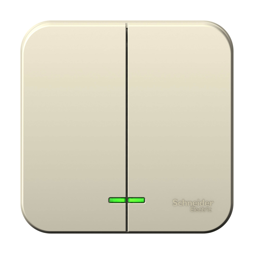 BLANCA О/У 2-клавишный ВЫКЛЮЧАТЕЛЬ (сх.5) с подсветкой, 6А, 250В, МОЛОЧНЫЙ