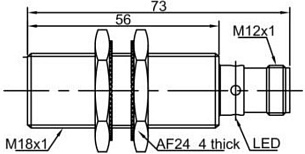 LANBAO LR18XCF12DNOY-E2 индуктивный датчик M18 NPN NO Sn=12мм разъем M12
