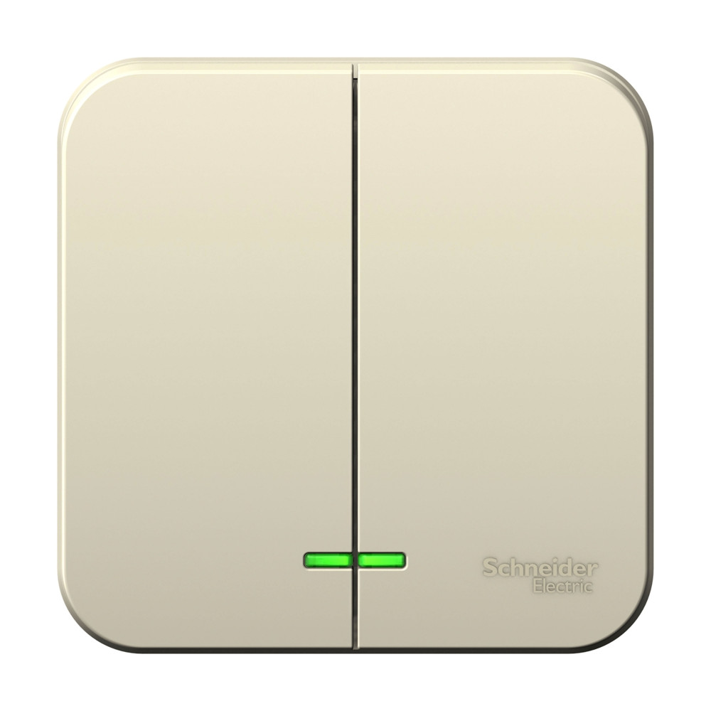 BLANCA О/У 2-клавишный ВЫКЛЮЧАТЕЛЬ (сх.5) с подсветкой, 10А, 250В, МОЛОЧНЫЙ