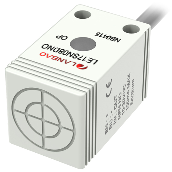 LANBAO LE17SF05DLC индуктивный датчик 17x17x28мм 2-х проводной NC Sn=5мм кабель 2м