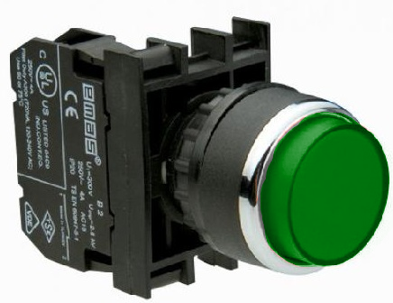 Кнопка выступающая зеленая B100HY (1НО)