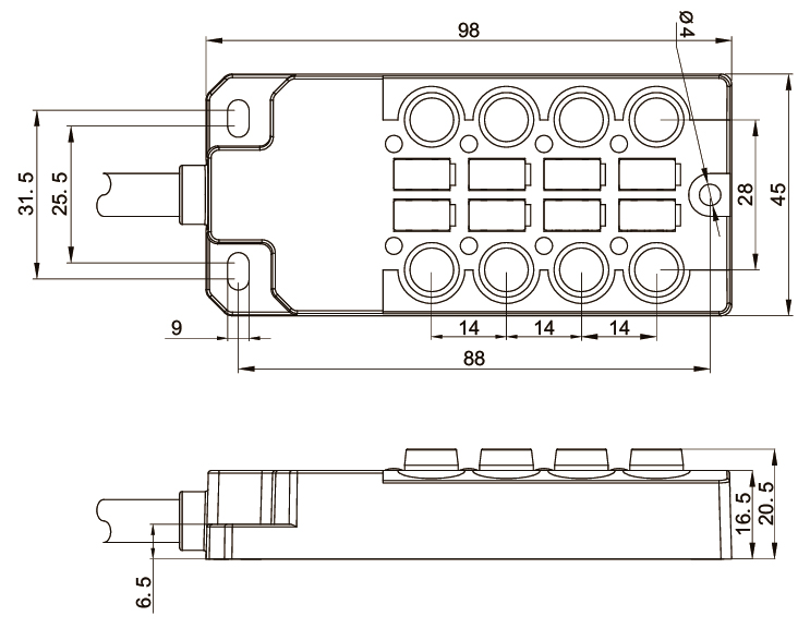LANBAO DB080803-2-07P Распределительная коробка для датчиков
