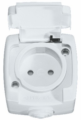 РОНДО IP44 О/У РОЗЕТКА с заземлением со шторками, 16А, 250В, БЕЛЫЙ. Россия