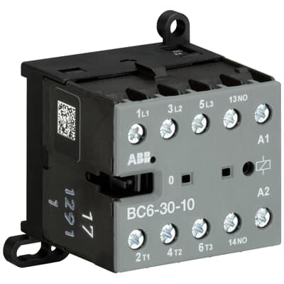 Мини-контактор BC6-30-10-01 24VDC, 3NO 9A(20A-AC1) 4kW, всп.контакт 1NO (4A-AC15)