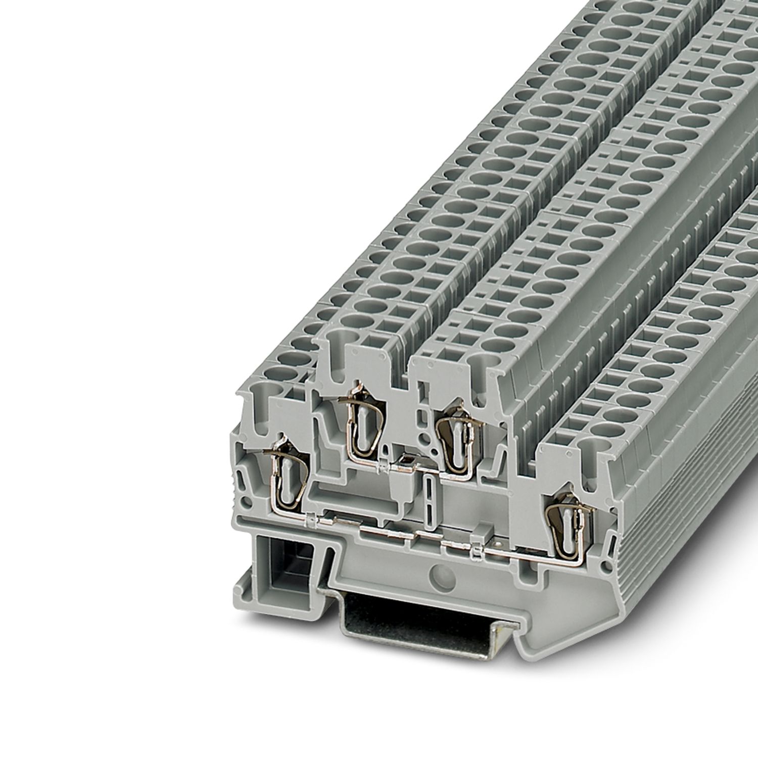 Клемма двухъярусная STTB 2,5 /5,2mm, пружинная, 4 присоед., 2,5(max 4)mm2, 22A, 500V, серая