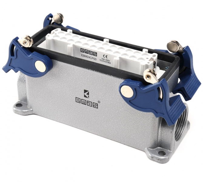 Кожух с гнездом металлический, 24 полюса, 16A, боковой ввод (PG 21), IP65 EBM24PD14