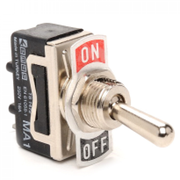 Тумблер (1НО), винтовое подключение, маркировка ON-OFF, металл (250В AC, 16А) MA111