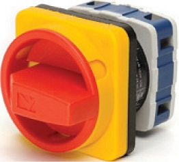 Переключатель двухпозиционный аварийный 25А (0-1) 90?, 1 полюс, рамка 48х48мм, 400В AC, IP54