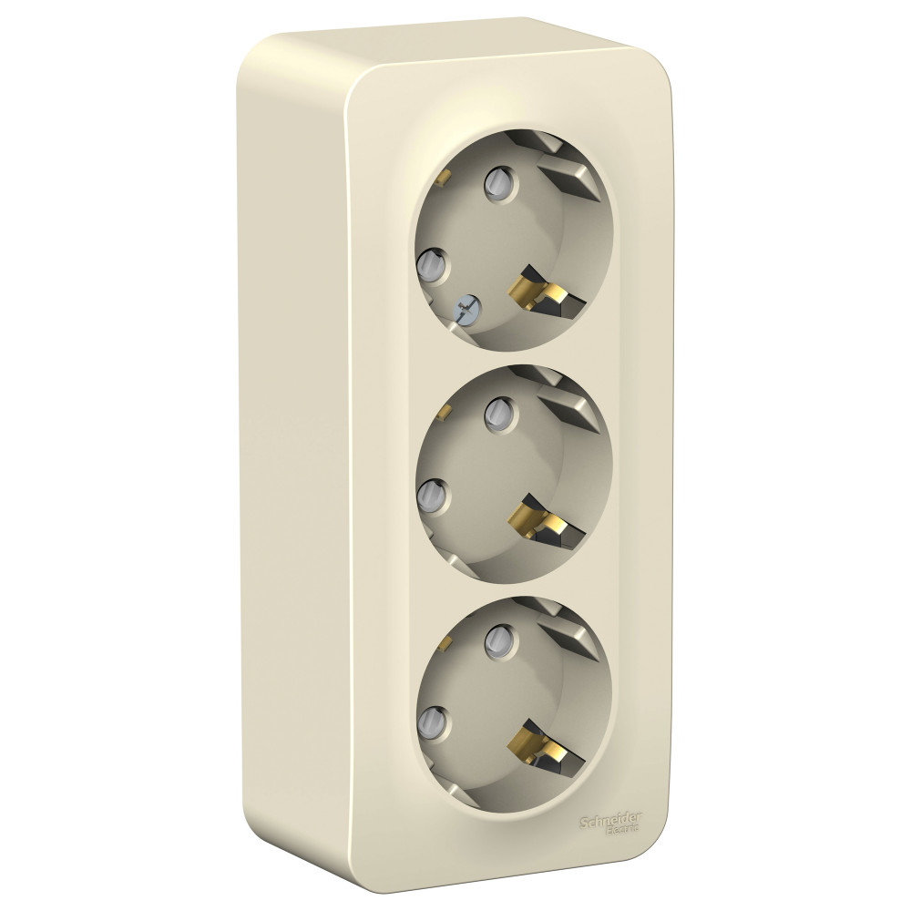 BLANCA О/У РОЗЕТКА 3-я с заземлением со шторками, ИЗОЛ.ПЛ., 16А, 250В, МОЛОЧНЫЙ